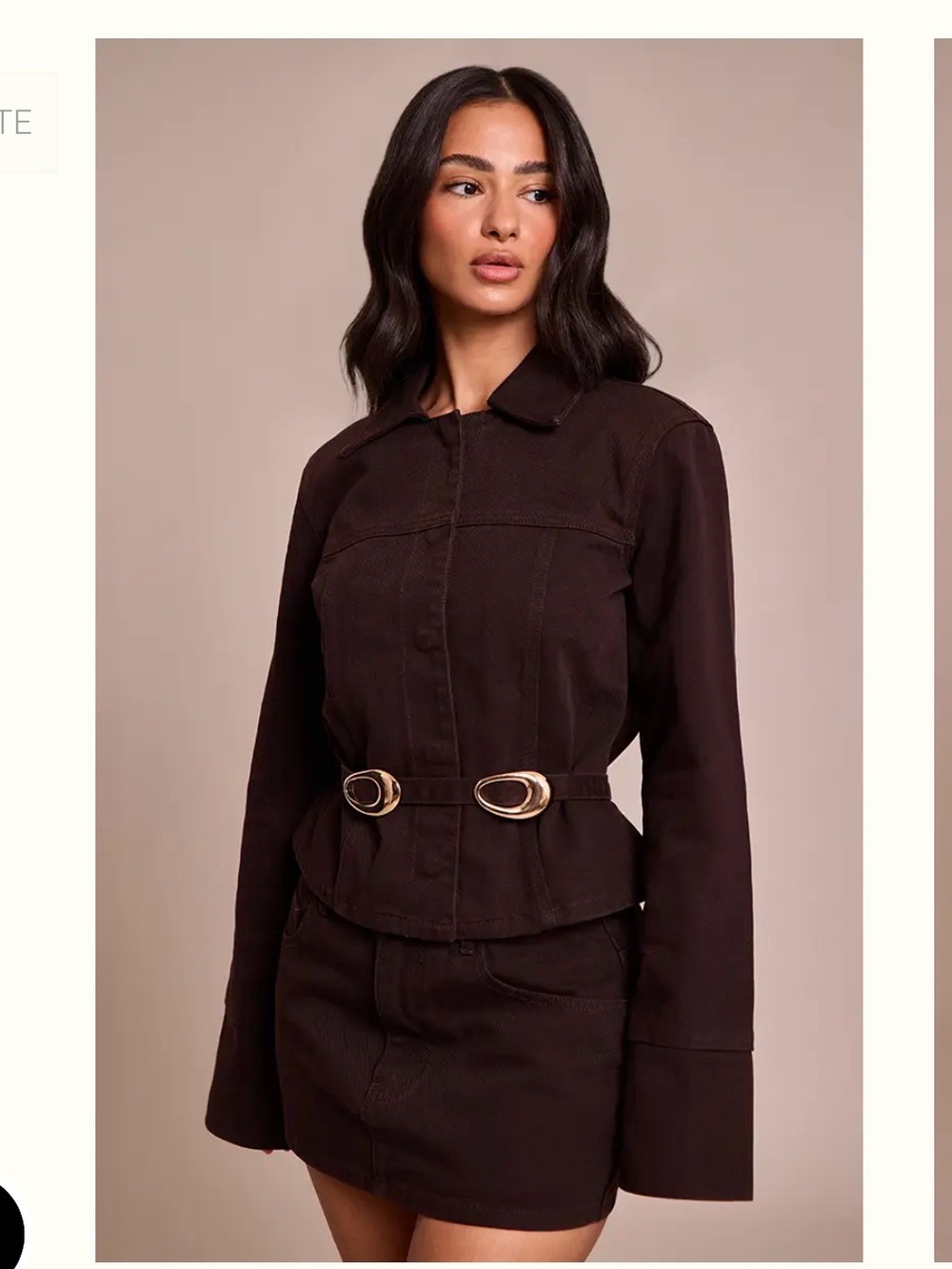 PrettyLittleThing brown cuffed sleeve jacket